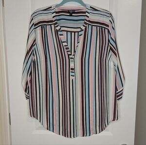 Torrid Women's Striped Harper Blouse 3/4 Sleeves Plus Size 1X